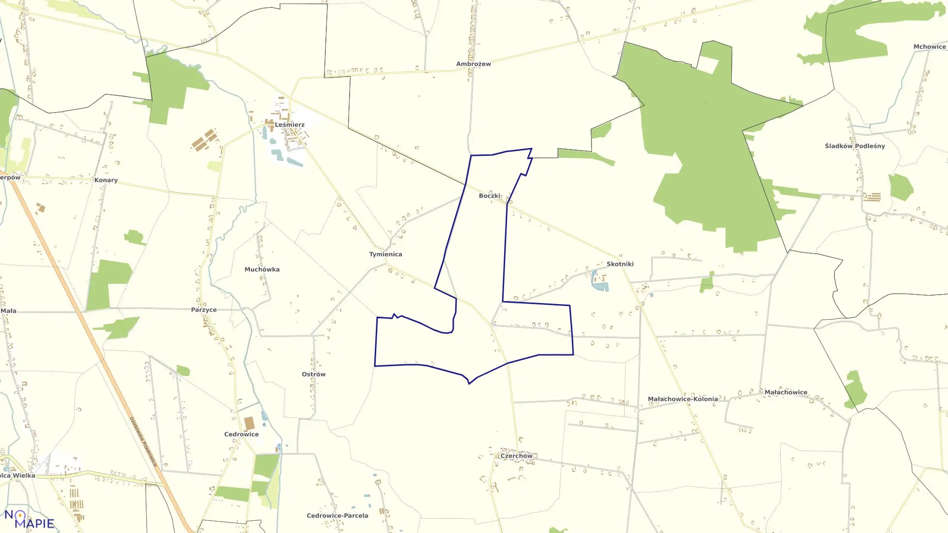 Mapa obrębu BOCZKI w gminie Ozorków