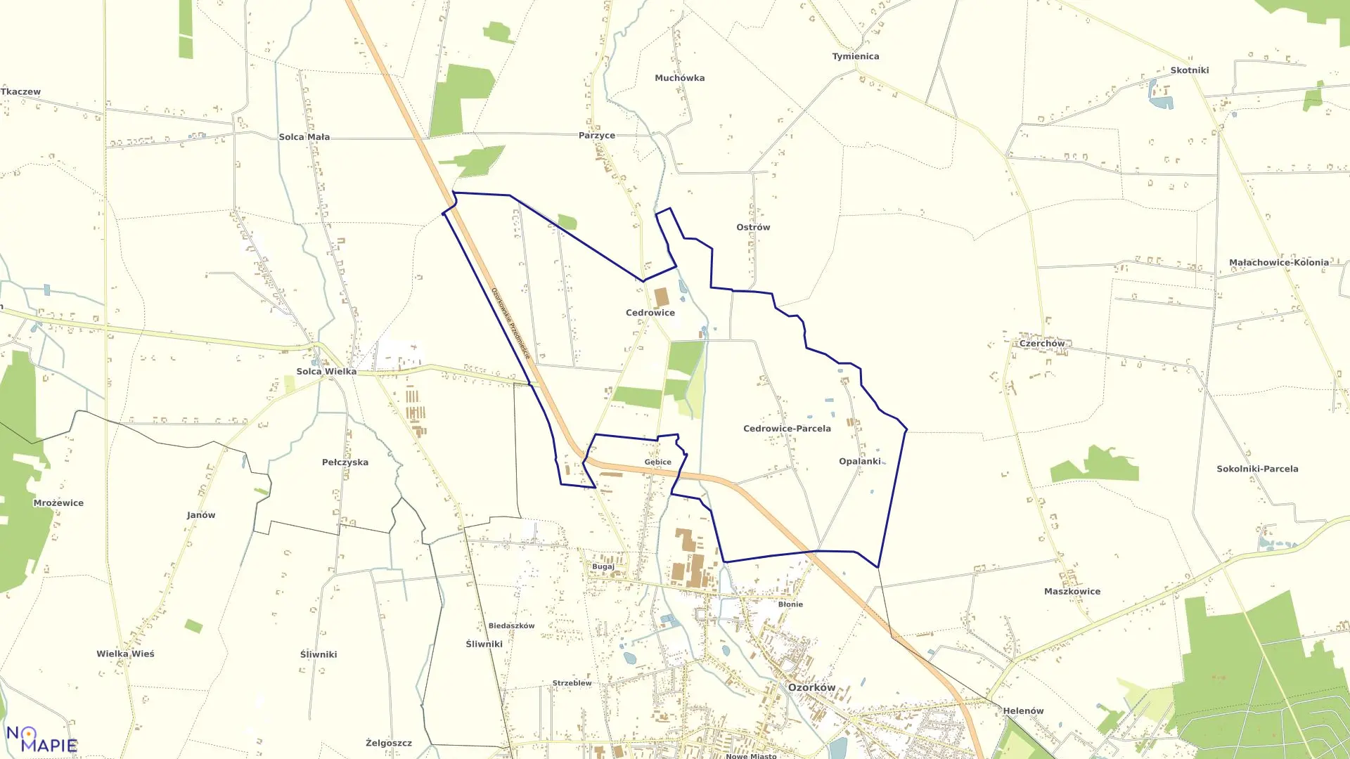 Mapa obrębu CEDROWICE w gminie Ozorków