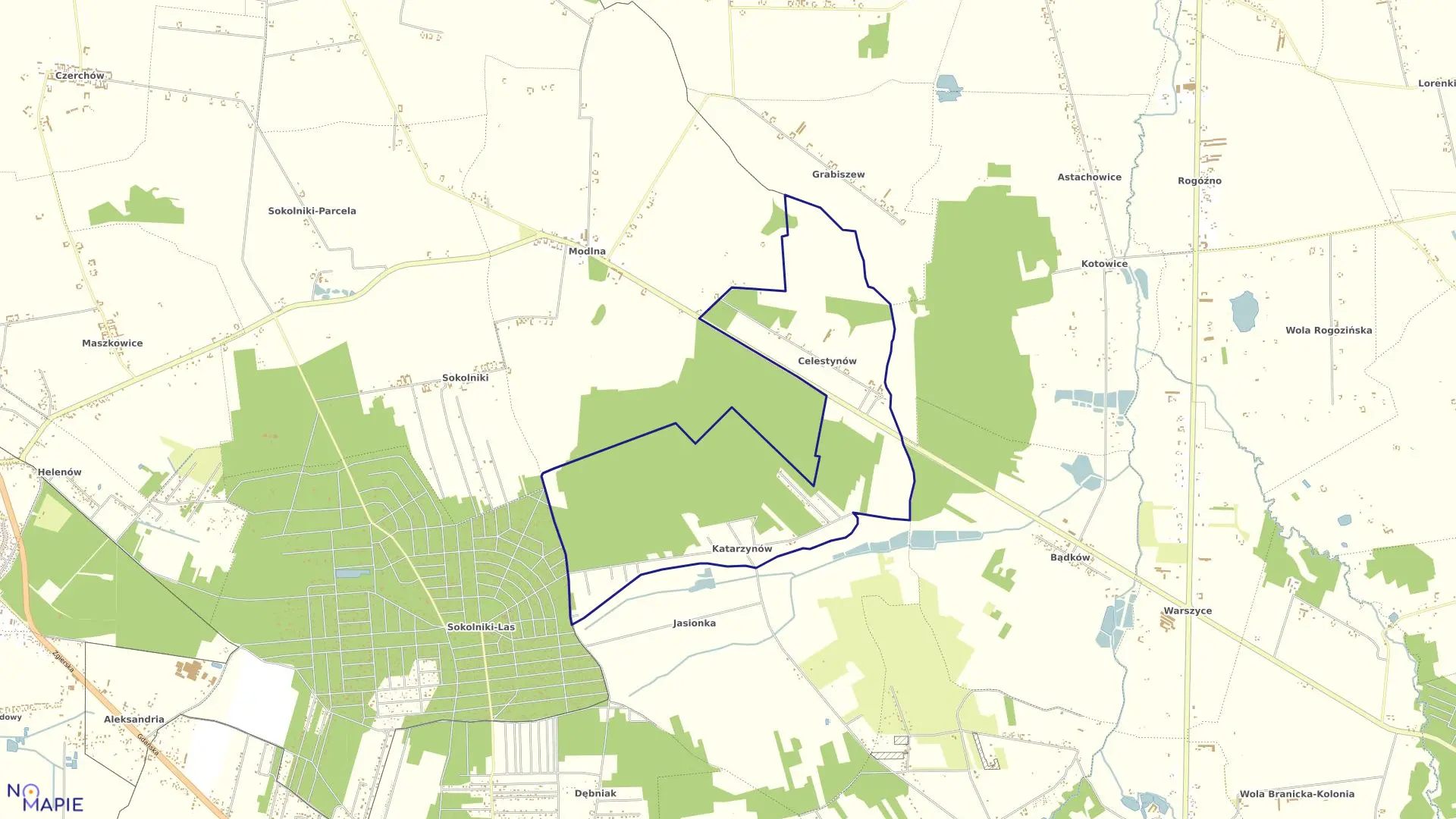 Mapa obrębu CELESTYNÓW w gminie Ozorków