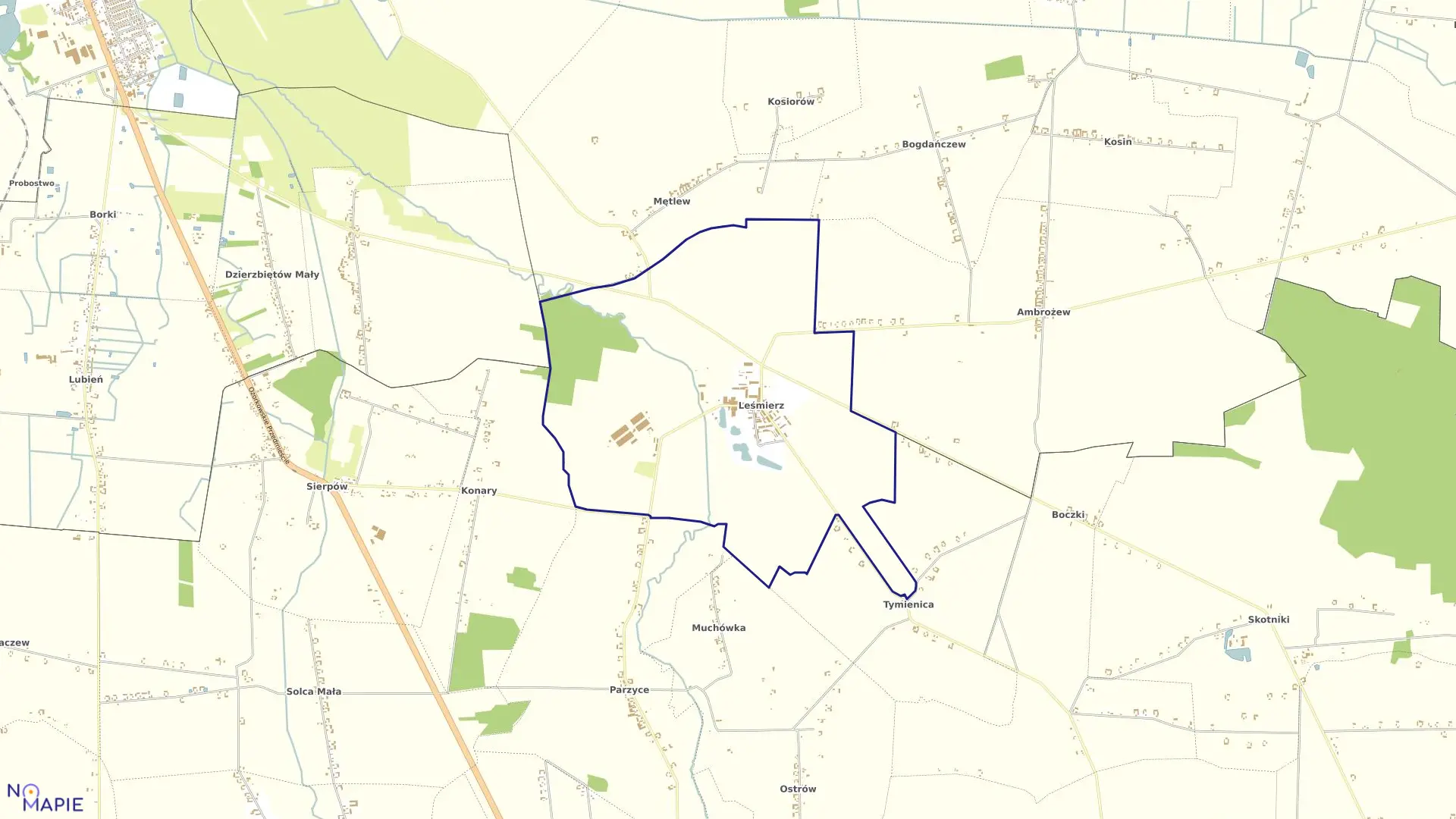 Mapa obrębu LEŚMIERZ w gminie Ozorków
