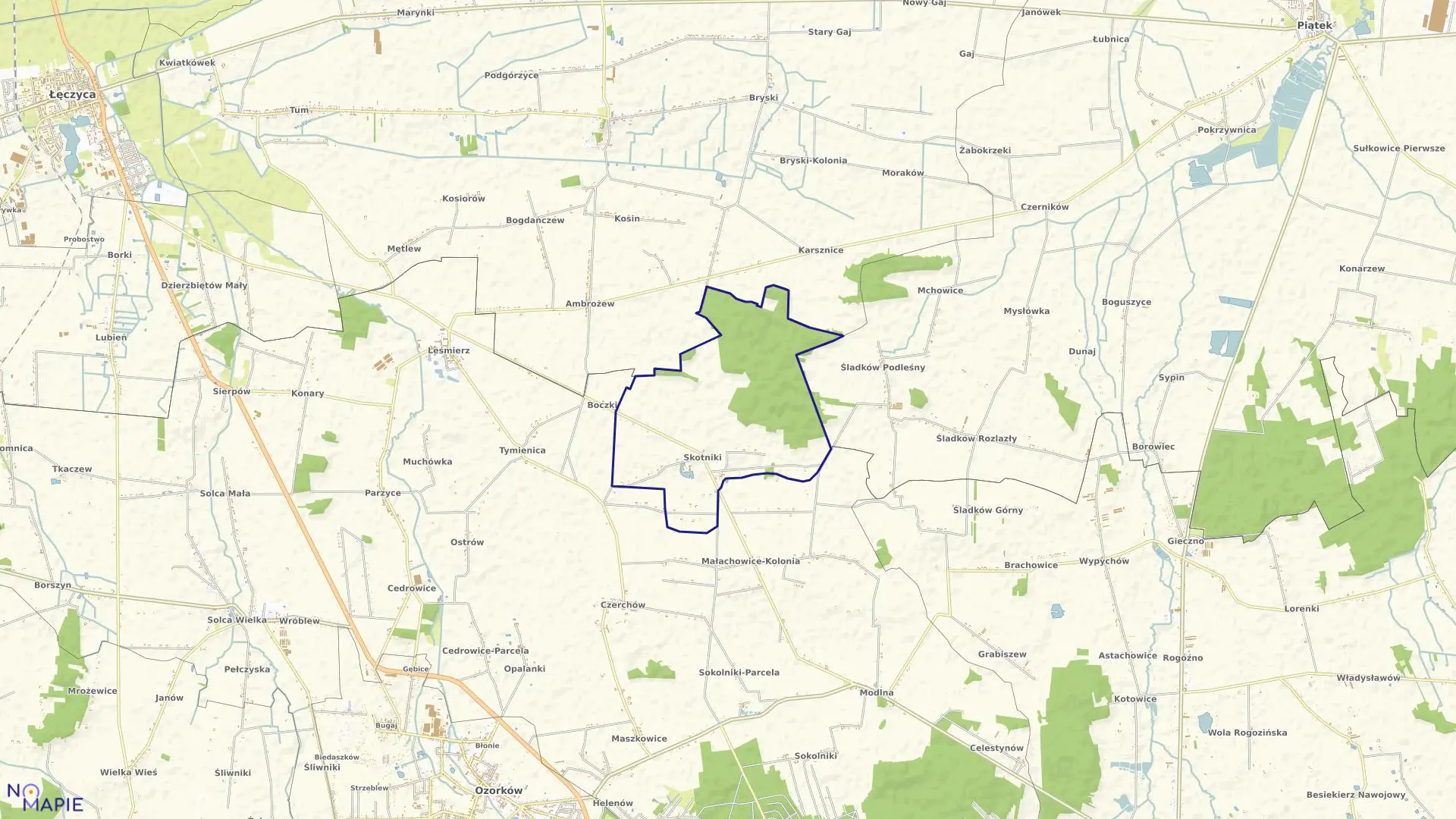 Mapa obrębu SKOTNIKI GM. OZORKÓW w gminie Ozorków