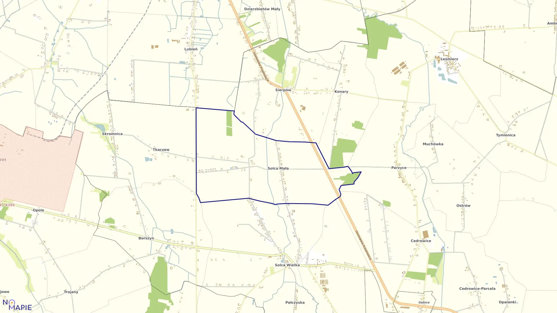 Mapa obrębu SOLCA MAŁA w gminie Ozorków